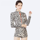 Leopard Print Long Sleeve Parent-child Swimwear